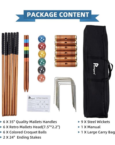 Six player croquet - croquet, set