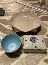 Job Lot Of 3 Pieces Of Poole Pottery Shell Dish Flower Box