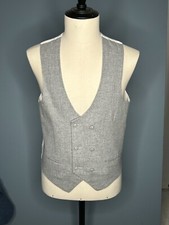Grey Lambswool Scoop Double Breasted Waistcoat
