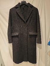 Ladies Top Shop Wool Double Breasted Trench Coat, Black, UK-10, Good Condition