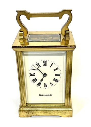 Brass carriage mantel clock - brass,