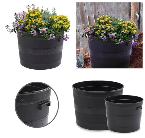 Black plastic planter plant - black,
