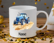 Blue Tractor Personalised Mug