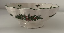 Vintage Heron Cross Pottery Christmas Bowl Holly Festive 20cm diameter