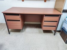 Double pedestal office desk teak 4 drawers + filing cabinet - excellent condtion