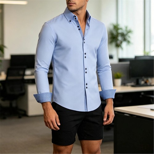 Men stretch long sleeve color - men,