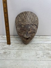 Vintage Batik Wood Mask Indonesian Javanese Folk Toping Art Hand Carved