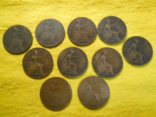 British old penny coins - x,