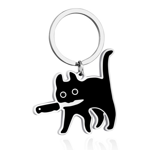Black cat key chain - cat,
