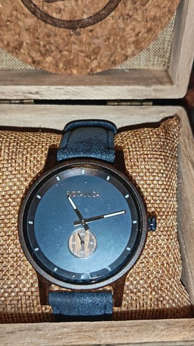 Brown blue wooden mens - mens,