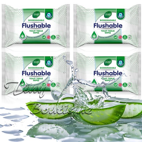 Pure flushable toilet wipes - toilet,
