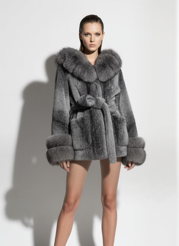 Women oversized hooded coat - hooded,