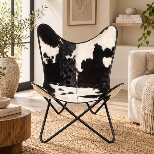 Black white cowhide leather - black,