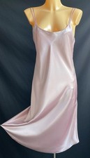 BHS Lingerie Midi Nightdress Slip Gown, Rose Slippery Liquid Satin, UK 8-10