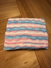 Pink And Blue Hand Knitted Baby Blanket
