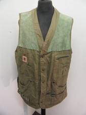 VINTAGE COTTON LEATHER Hunting shooting waist coat vest jacket size XL