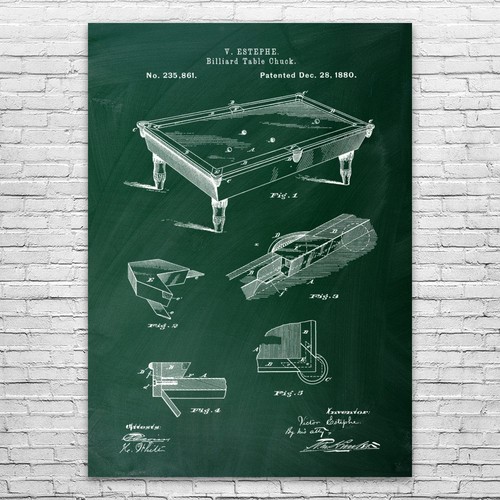 Pool table 8x10 patent print - pool,