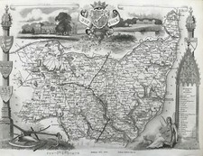 1841 Antique Map; Suffolk by