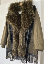 ZARA WOMAN Fur And Check Parka Coat - SIZE XS -