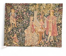 Metrax Belgium Flemish Tapestry Wall Art Lady Playing the Organ Medieval Style