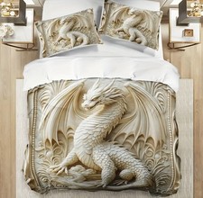 BF Sitting Golden Dragon Woven Bamboo Fibre 229X229cm Duvet Cover & Pillowcases