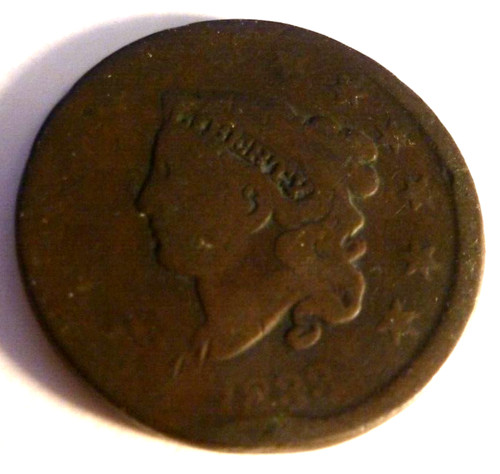 Coronet large cent 1833 ag - coronet,
