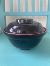 Small Red and Black Ever Unison Melamine Ramen Bowl With Lid; Diameter 15 Cm 