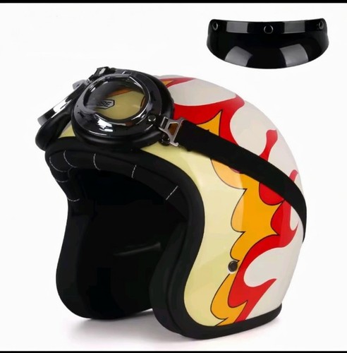 White flame retro open face - retro,