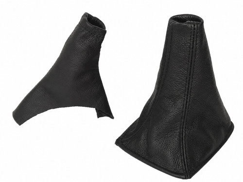 Black leather gear handbrake - black, &