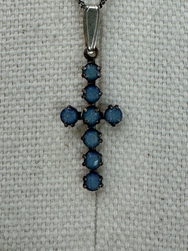 Vintage 925 silver blue opal - silver,