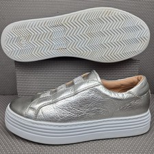 Russell & Bromley Sirius Platform Trainers UK 7 Eur 41 Silver Laceless Chunky