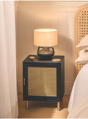 Black rattan bedside - black,