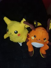 Pokémon 1990s Retro Rare Plush 3 Inch Pikachu and Raichu Soft Toy Pokeball Set