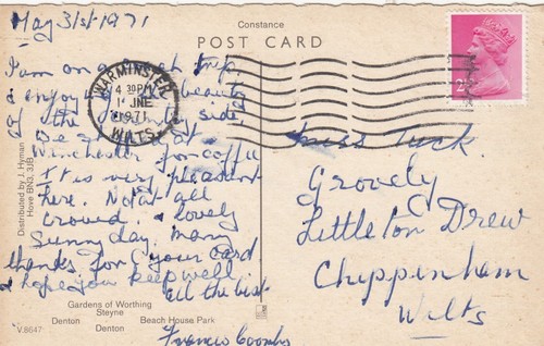 Postcard genealogy miss - postcard,
