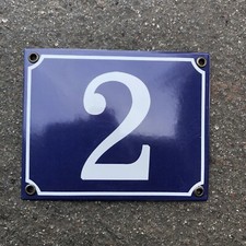 Blue French Enamel No2 Door Number Plaque 