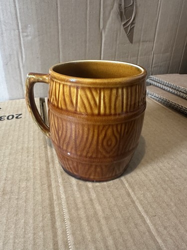Vintage ceramic brown barrel - brown,