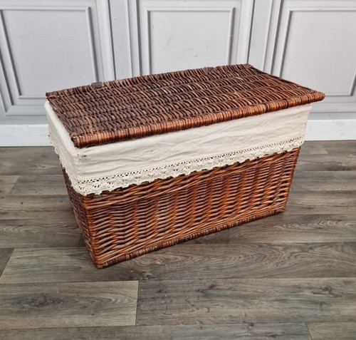 Vintage wicker storage chest - storage,