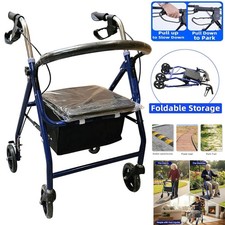 Rollator Walker 4Wheel Walking Mobility Folding Seat Lightweight Disability Aid