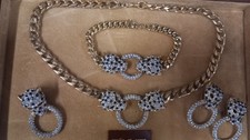 Butler & Wilson Jewellery Set Necklace Earring Bracelet Pin brooch Leopard chain