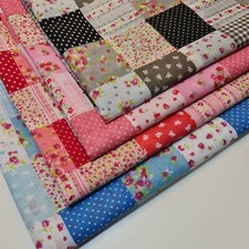 Floral Gingham Poly Cotton Fabric Polycotton Quilting Dress Craft Material 45"