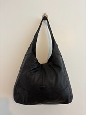 LADIES OSPREY LONDON STUNNING BLACK LEATHER LARGE SLOUCH HOBO BOHO SHOULDER BAG 
