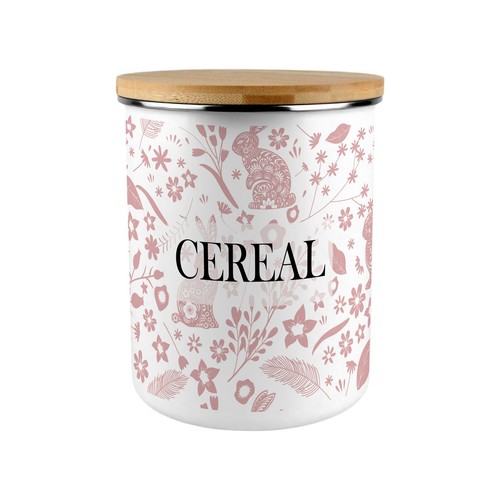 Pink rabbits cereal storage - rabbits,