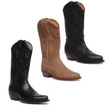 Loblan 194C Long Cowboy Womens Boots In Black Shiny Size UK 36- 46