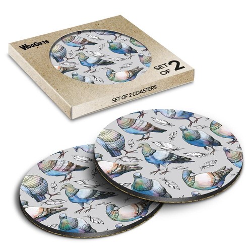 Round mdf coaster pigeon - mdf,