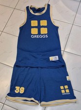 Mens Boys Primark Greggs Blue Basket Shirt And Shorts Size XS