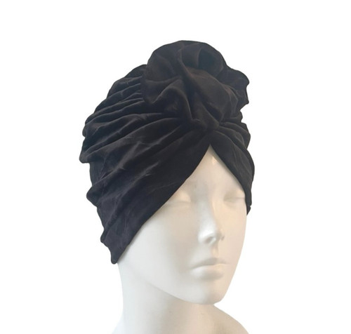 Black wavy print - velvet, turban