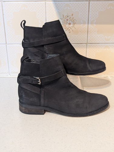 Fat face black leather boots - black,