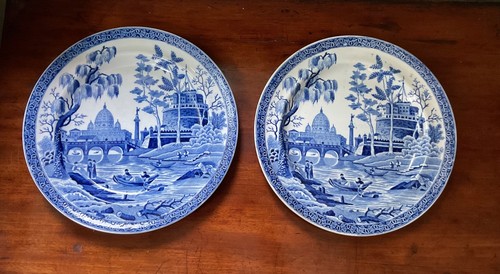 Pair antique spode blue - pair,