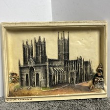 Lincoln Cathedral, Ivorex Wall Plaque, Vintage, Osborne, Early 1900s