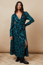 Oasis Womens Wrap Dress Teal